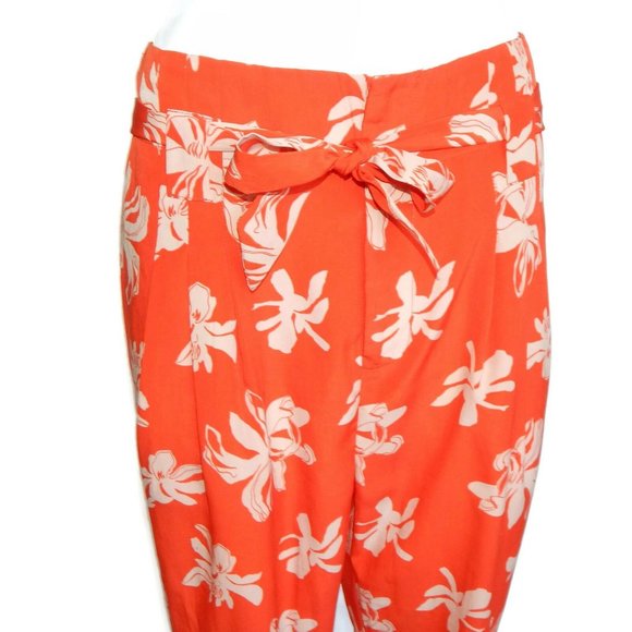 VIVA VENA Tropical Festival Orange Drawstring Loose Fit Pants Pleated Womens - 6 - Picture 2 of 5